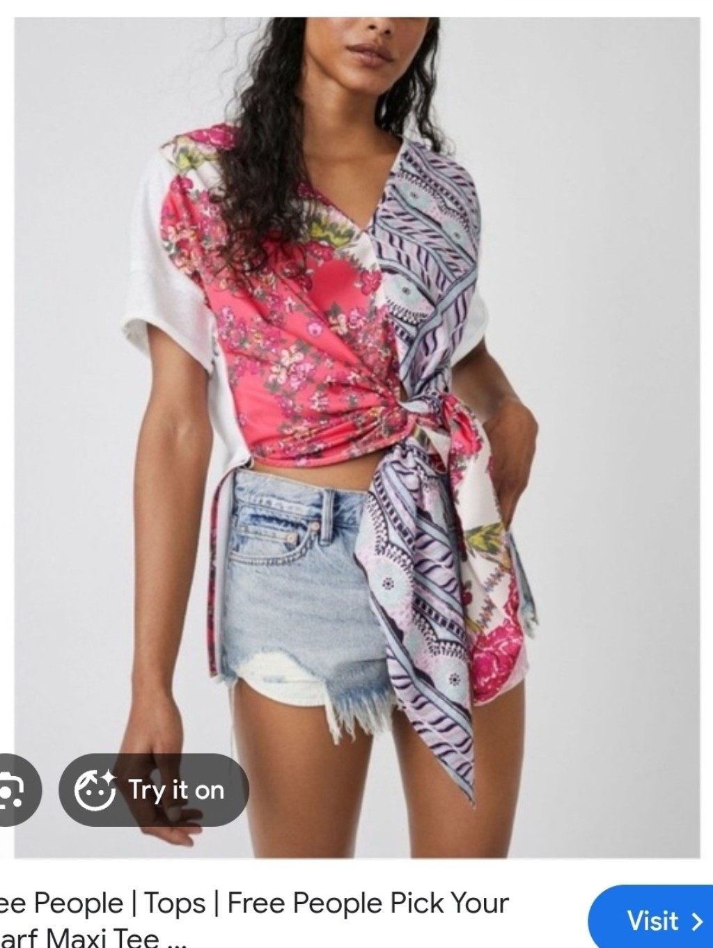 Free People Pick Your Scarf Maxi Tee In The Pink Combo Colorway